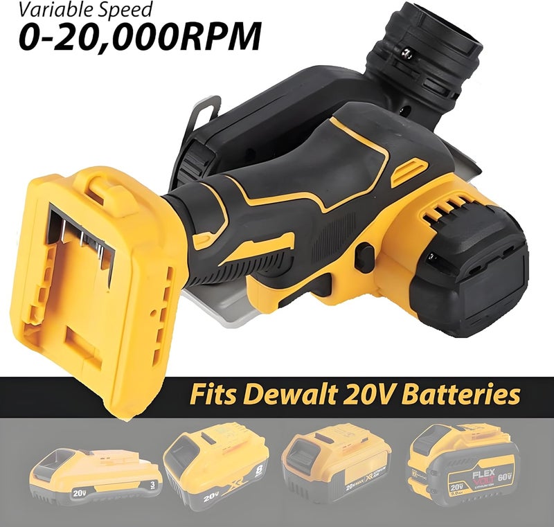 SQFOR Cordless Cut-Off Tool, 20000RPM Angle Grinder & Circular Saw Fits Dewalt 20V Max Battery, Detachable Dust Shroud with Adjustable Metal Plate, 4x 3” Saw Blades for Wood Plastic Tile Metal (No Battery) - Image 3